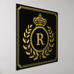 Royal Crown Laurel Wreath Mit Monogramm Black Gold Foliendrucke<br><div class="desc">Dieses tadellos inspiriert Foliendesign beinhaltet einen geometrischen Rahmen im klassischen Art-Déco-Stil mit einem eleganten Lorbeerkranz und Kronmotiv. Ihr personalisierter Monogramm-Brief füllt das Zentrum aus. Verwenden Sie die einfache Vorlage, um Ihren Text hinzuzufügen. Der Hintergrund ist schwarz, und die Erholung des Designs ist in echter Folie gedruckt! Wählen Sie aus Gold...</div>