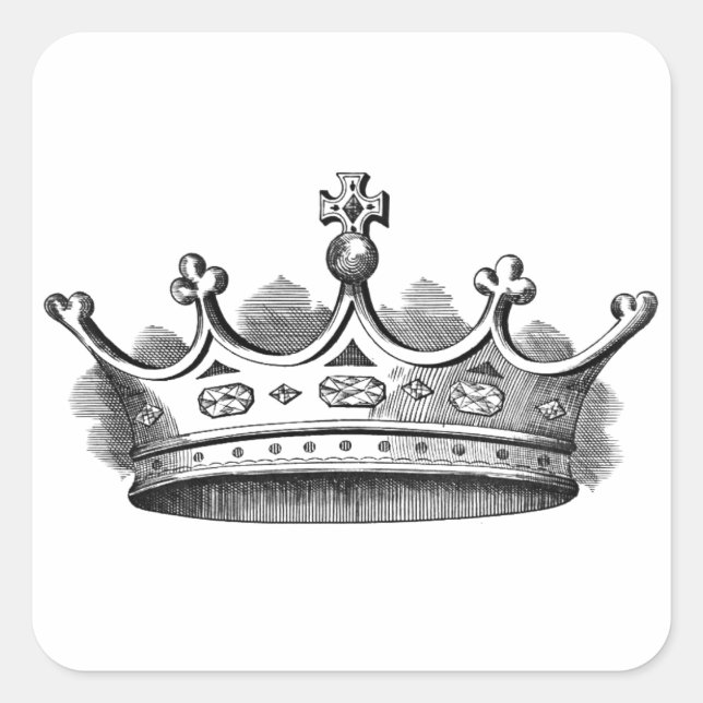 Royal Crown Quadratischer Aufkleber (Vorderseite)