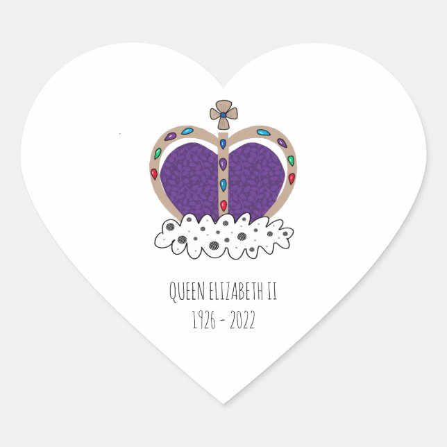 Royal Crown Queen Elizabeth Herz-Aufkleber (Vorderseite)