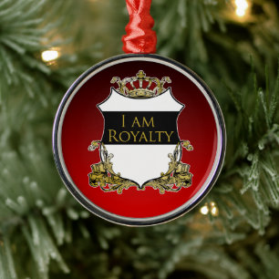 Royal Crown Schild Schwarz Rot Gradient Luxus Ornament Aus Metall