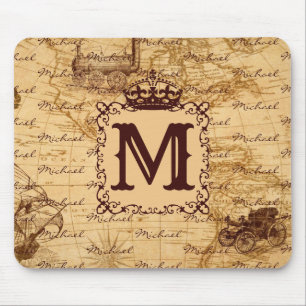 Royal Crown Vintag Name Pattern Beige Mousepad