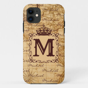Royal Crown Vintage Name Pattern Beige Case-Mate iPhone Hülle