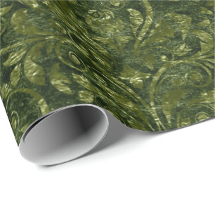 Royal Damask Crushed Velvet Woodland Deep Green Geschenkpapier