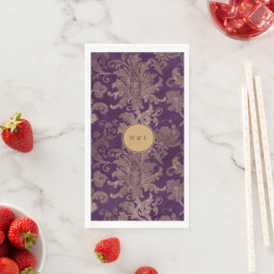 Royal Damask Lila Monogram Serviette