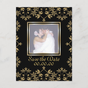 Royal Damask Save the Date Foto Postkarten. Ankündigungspostkarte