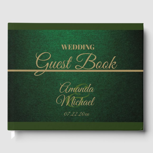 Royal Dark Green & Gold Wedding Gästebuch (Vorderseite)