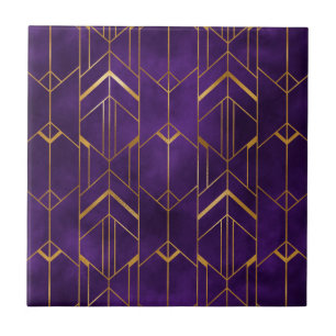 Royal Deco Lila Gold Abstrakt Geometrisches Muster Fliese