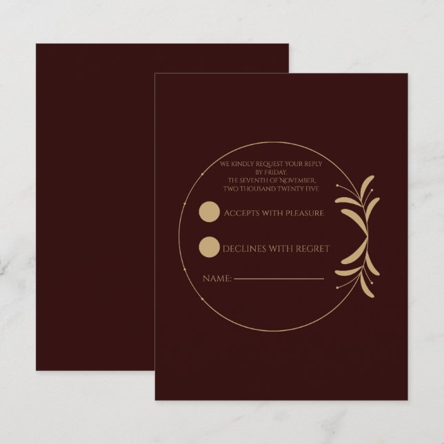 Royal Deep Burgundy Personalized  RSVP Card (Vorne/Hinten)