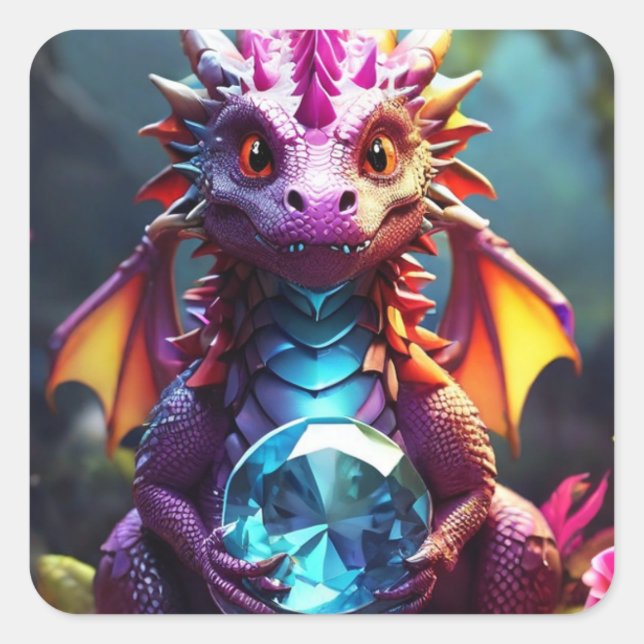 Royal Dragon Quadratischer Aufkleber (Vorderseite)