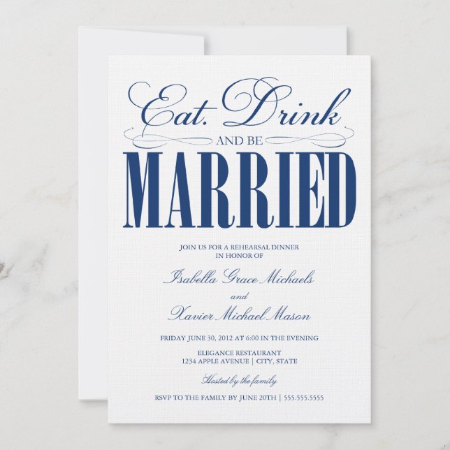 Royal Eat, Drinks & Be Verheiratet | Abendessen Pr Einladung (Vorderseite)