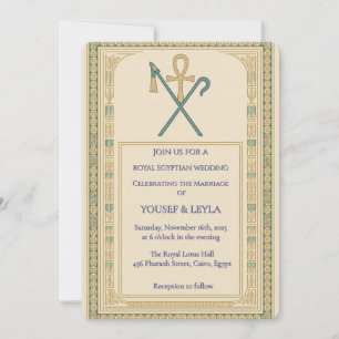 Royal Egyptian Ankh & Scepter Gold Wedding Einladung