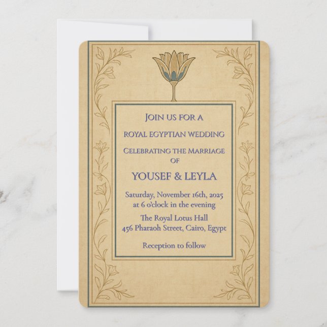 Royal Egyptian Faire-part de mariage Lotus Gold (Devant)