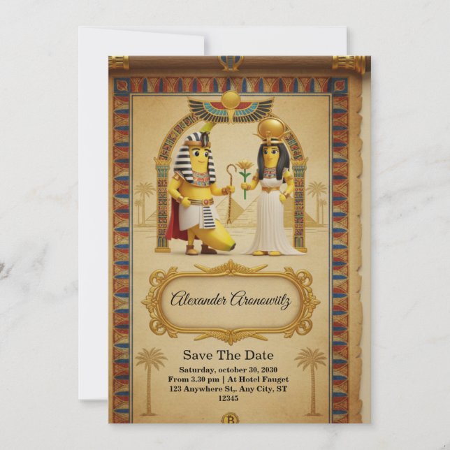 Royal Egyptian Wedding Invitation – Elegant Pharao Einladung (Vorderseite)