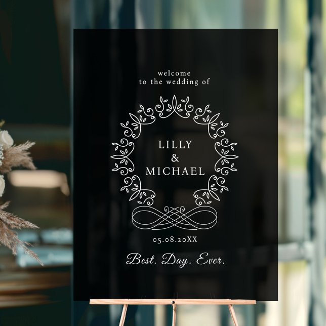 Royal, elegant, "Best-Day-Ever" Hochzeit Acrylschild (Royal, Elegant, "Best-Day-Ever" Wedding Acrylic Sign)