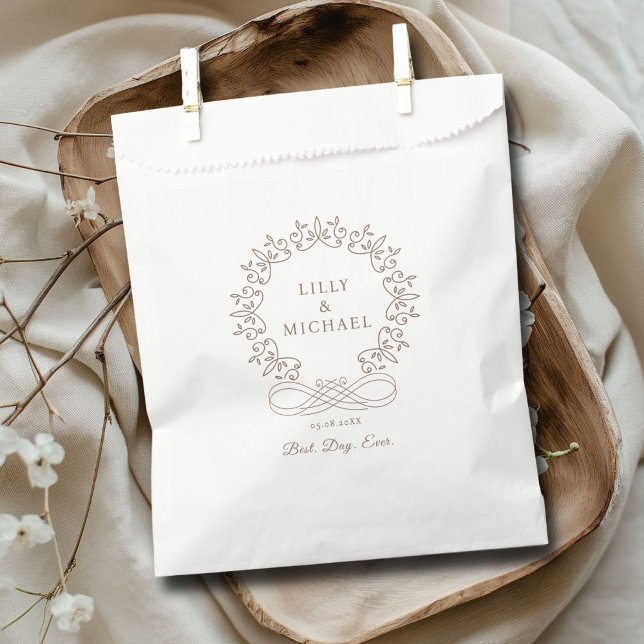 Royal, elegant, "Best-Day-Ever" Hochzeit Geschenktütchen (Customer-specific, elegant, royal, crest Wedding Favor Bags with your name & date. )
