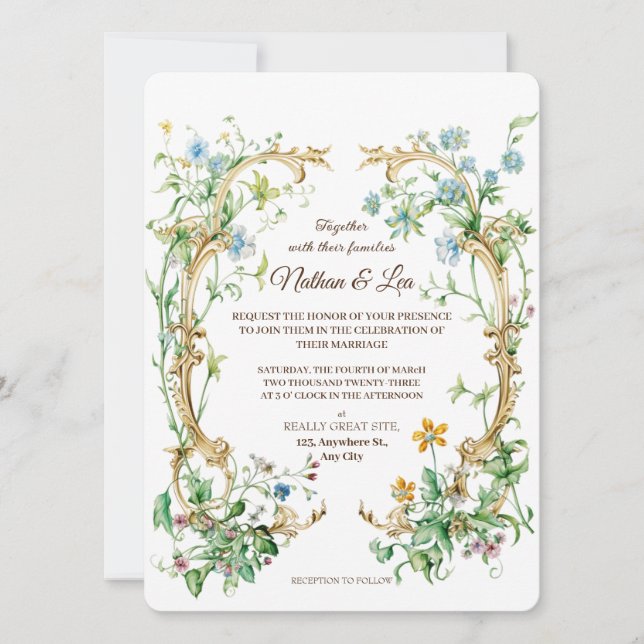 Royal Elegant Botanical Floral Aristocracy Wedding Einladung (Vorderseite)
