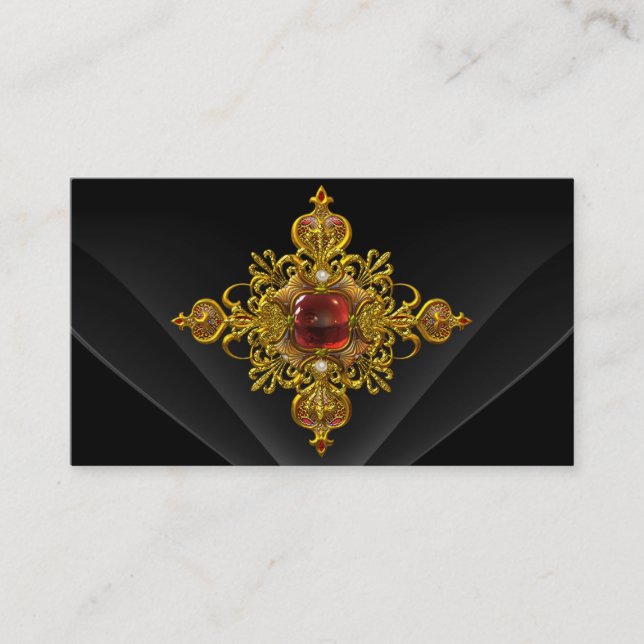 Royal Elegant Gold Rich Red Black Verziert Jewel 2 Visitenkarte (Vorderseite)