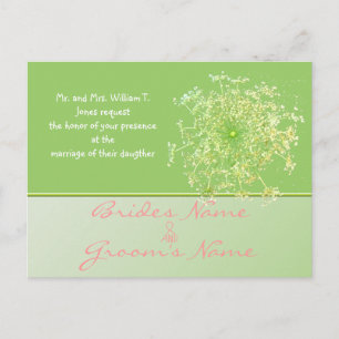 Royal Elegant Pink Queen Anne's Lace Wedding Invit Einladungspostkarte