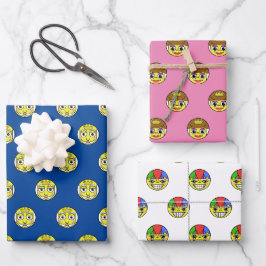 Royal Emoji Faces Wrapping Paper Sheets Geschenkpapier Set