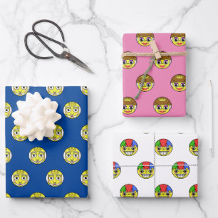 Royal Emoji Faces Wrapping Paper Sheets Geschenkpapier Set