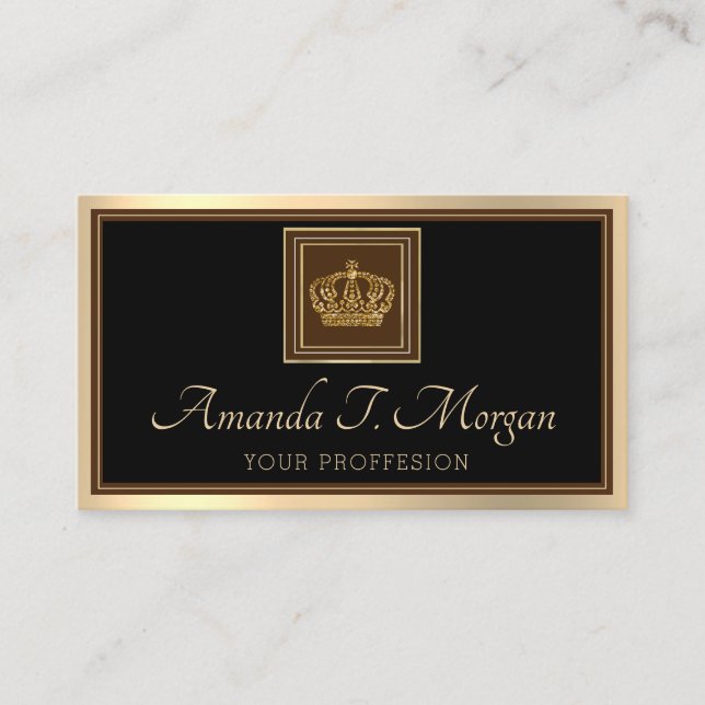 Royal Event Hochzeit Golden Crown Frame Black VIP Visitenkarte (Vorderseite)