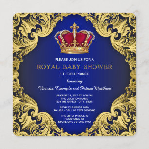 Royal Extravagant Prince Baby Dusche Einladung