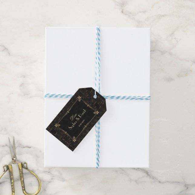 Royal Fleur-de-Lis Art Déco der 20er Jahre Geschenkanhänger (Mit Garn)