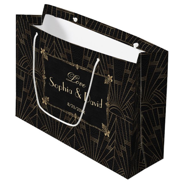 Royal Fleur-de-Lis Art Déco der 20er Jahre Große Geschenktüte (Vorderseite Schrägansicht)