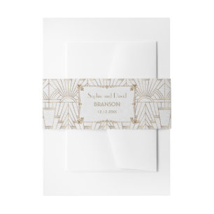 Royal Fleur-de-Lis Art Deco Gold 20er Hochzeit Einladungsbanderole