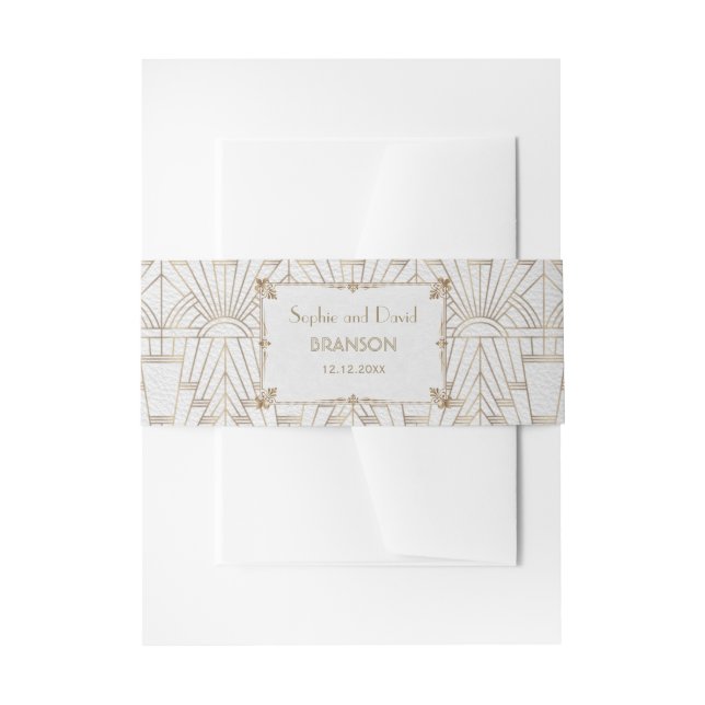 Royal Fleur-de-Lis Art Deco Gold 20er Hochzeit Einladungsbanderole (Vorderseite Beispiel)