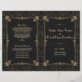 Royal Fleur-de-Lis Art Deco Hochzeitsprogramm der 