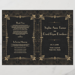 Royal Fleur-de-Lis Art Deco Hochzeitsprogramm der