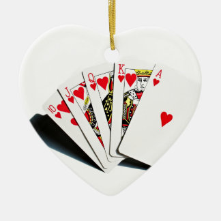 Royal Flush Hearts Keramik Ornament