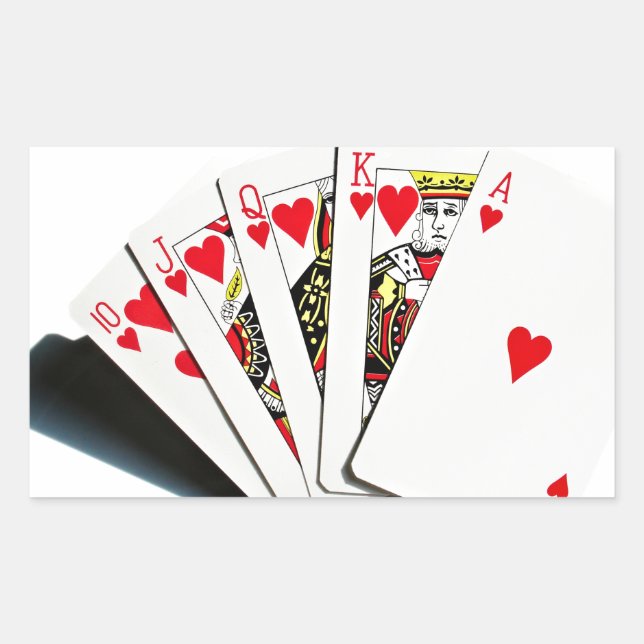 Royal Flush Hearts Rechteckiger Aufkleber (Vorderseite)