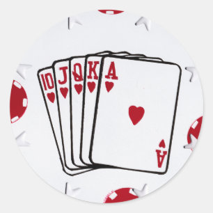 Royal Flush in den Herzen Runder Aufkleber