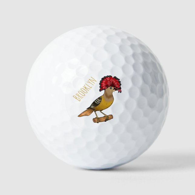 Royal Flycatcher Cartoon Illustration Golfball (Vorderseite)