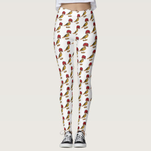 Royal Flycatcher Cartoon Illustration Leggings