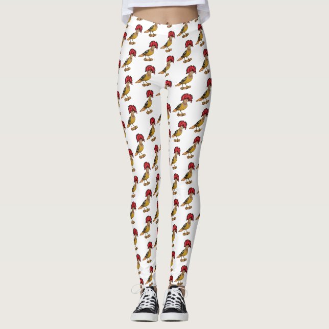 Royal Flycatcher Cartoon Illustration Leggings (Vorderseite)