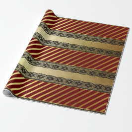Royal Glam Golden Red Burgundy Lace Vip Geschenkpapier
