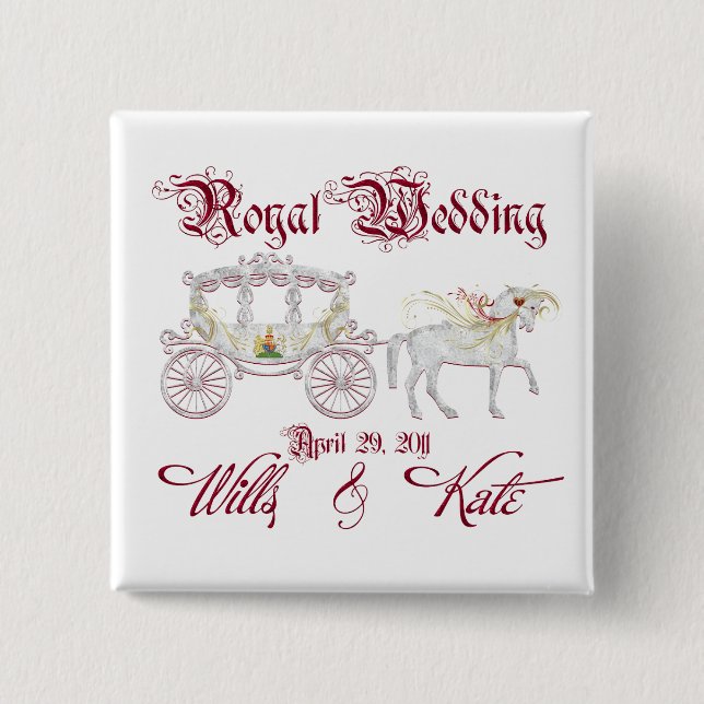 Royal Glass Coach Gedenken an die Königliche Hochz Button (Vorderseite)