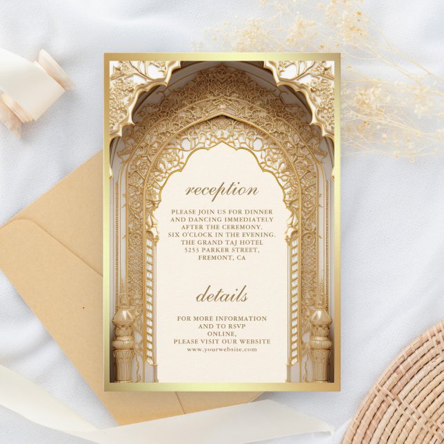 Royal Gold Arch Cream Wedding Begleitkarte (Von Creator hochgeladen)