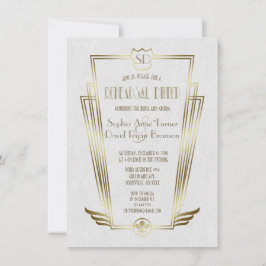 Royal Gold Art Deco Monogram Probe Dinner Einladung