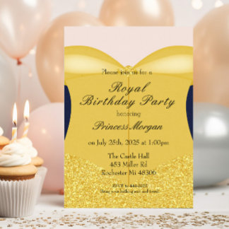 Royal Gold Beauty Princess Einladung Geburtstag