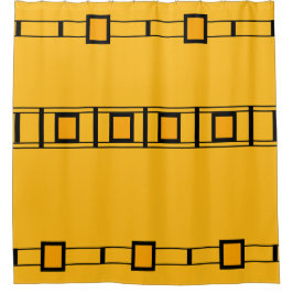 Royal Gold Black Bold Geometric Blocks Duschvorhang