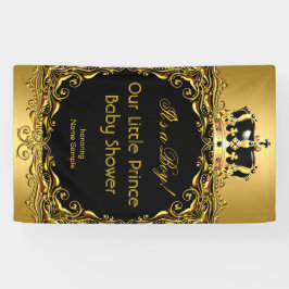 Royal Gold Black Crown Baby Shower Boy 2 Banner