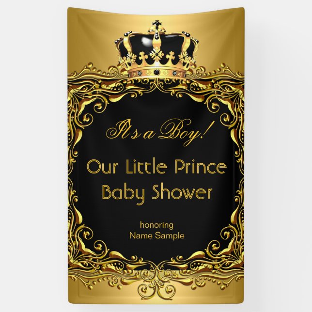 Royal Gold Black Crown Baby Shower Boy 2 Banner (Vertikal)