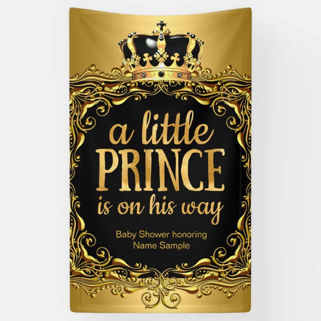 Royal Gold Black Crown Baby Shower Boy 3 Banner (Vertikal)
