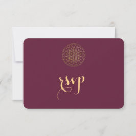 Royal Gold Blume of Life Sacred Geometry Wedding RSVP Karte