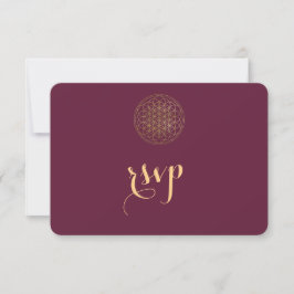 Royal Gold Blume of Life Sacred Geometry Wedding RSVP Karte