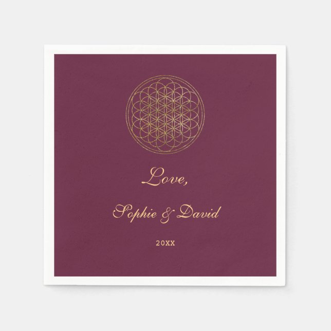 Royal Gold Blume of Life Sacred Geometry Wedding Serviette (Vorderseite)